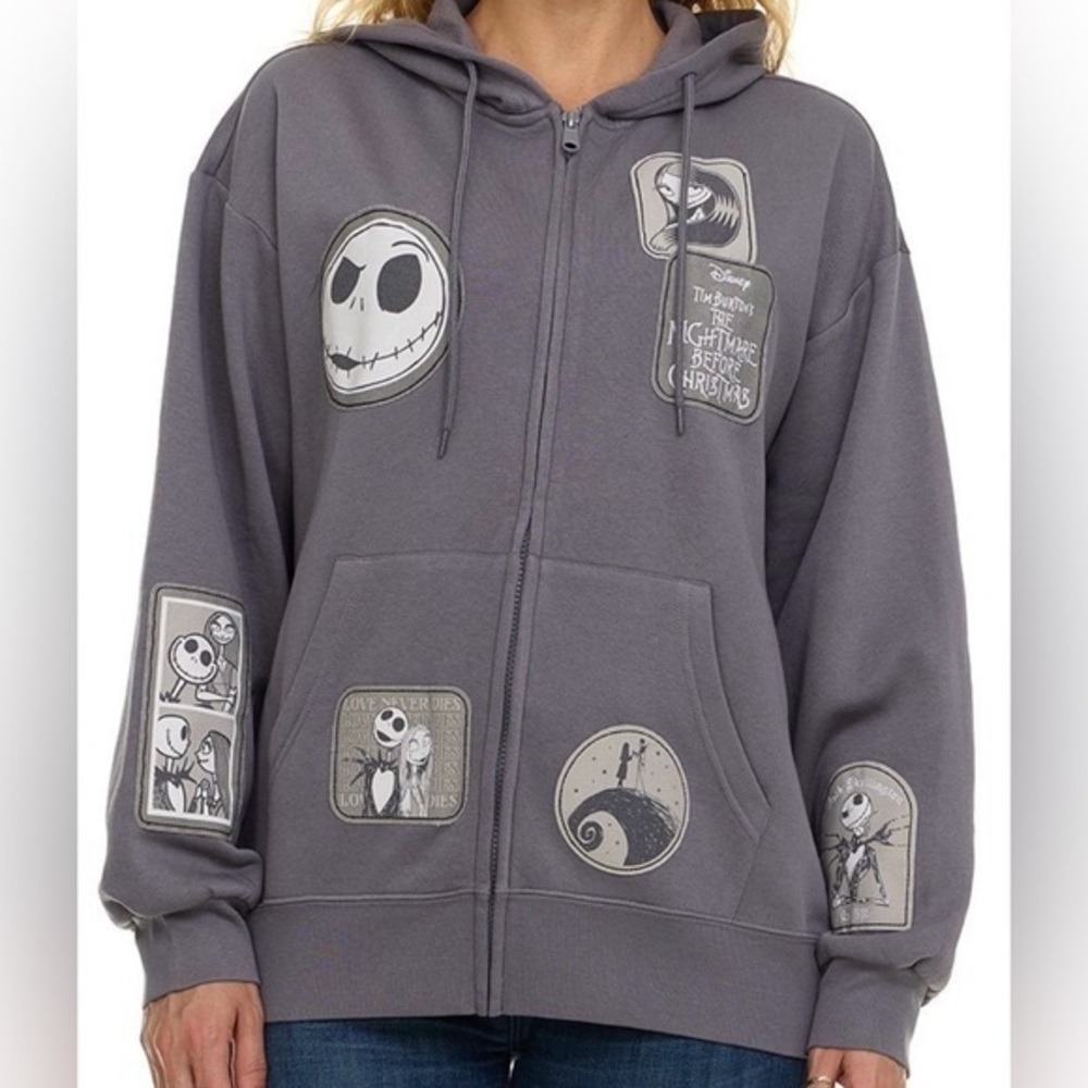 NEW Jack & Sally Womens Full-Zip Hoodie Large Disney Nightmare Before Christmas